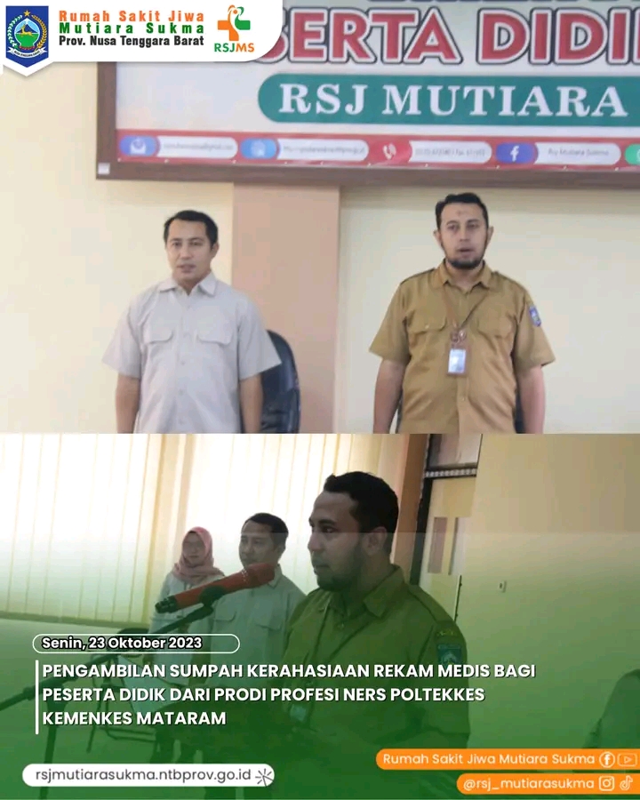 PENGAMBILAN SUMPAH KERAHASIAAN REKAM MEDIS BAGI PESERTA DIDIK DARI PRODI PROFESI NERS POLTEKKES KEMENKES MATARAM